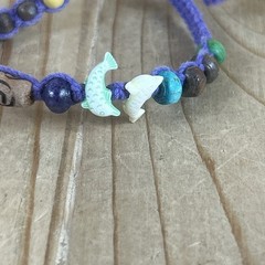 Handmade Beaded Bracelets Lot Of 3 Woven Knots Dolphin Beads