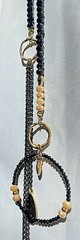 Handmade in Greece Black Champagne glass beaded Lariat Necklace Mothers Day Gift