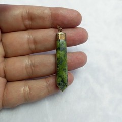 Polished Green Serpentine Pendant Antique Inspired