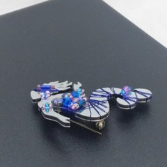 SIGNED Artist Jill Elizabeth LIZTECH Mirrored MERMAID PIN 2″ WIDE, Dated ‘97