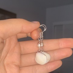 Handcrafted Shell Pearl Dangle Earrings White Beach Nature Hook