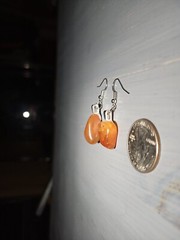 Natural Carnelian Agate Tumbled Stone Drop Earrings Nickel Free Orange Boho