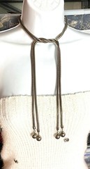 Costume Fashion Jewelry Necklace 34 in long wrap with weighted ball silver tone