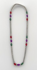 Colorful Beaded Chain Necklace Beautiful Hand Crafted 34”