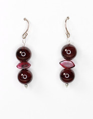 Red Garnet Natural Gemstone Earrings 8mm Ball 925 Sterling Silver 1 1/2″