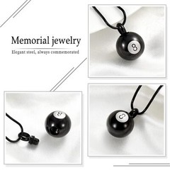 Stainless Steel Billiard No.8 Cremation Jewelry for Ashes Urn Pendant Necklace