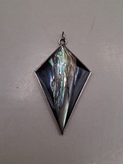 Alpaca Mexico Silver Plated Mother Of Pearl Onyx Pendant
