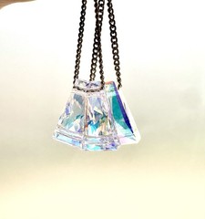 Crystal Angel Aura Dangle Drop Earrings Silver