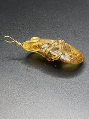 Genuine Natural Amber 11g Freeform Wire Wrapped Pendant Honey Cognac