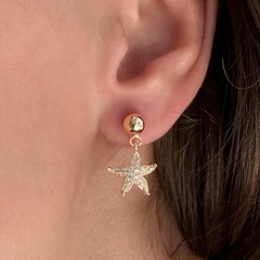 Gold Starfish Charm Drop Earrings, Coastal Jewelry, Gift for Her