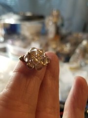 Pools of Lights Quartz Ring Byzantine style flower custom any size Silverp Goldp