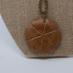 Wood carved rose pendant natural stone necklace boho western casual festival