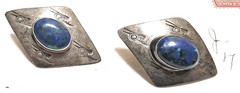 Sterling Native Alaska Hand Wrought CAB Arctic OPAL Pierced Earrings 925 PRIM