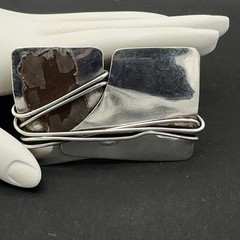 BRUTALIST sterling silver brooch – copper mesh wire-wrapped artisan pin OOAK