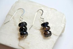 Iolite Dark Blue Roundel 10mm Gemstone Earrings .925 Sterling Silver 1 1/2″