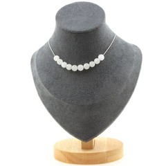 stones And Minerals. Necklace 10 Moonstone Beads From Sri Lanka 8 Mm Chain