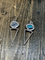 Barse by Leah Tahiti Earrings- Zinc Infused Turquoise -Silver- NWT