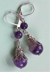 double AMETHYST dangle earring SP LEVERBACK artisan