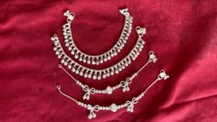 Girls lot 2 pairs ankle bracelet anklet silver bells charm chain India jewelry