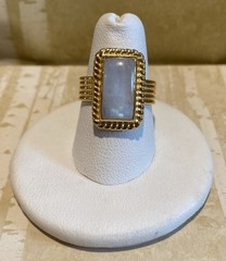 Sundance Catalog Gold Vermeil Ridgeway Dome Ring with Moonstone Stone Size 7