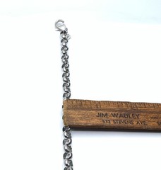 Italy Arezzo Hallmarks Sterling Silver 925 Rolo Link 6.6mm Chain 8.75” Bracelet