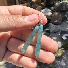 Blue Jade Earrings – Translucent Guatemalan Icy Jadeite Sterling Silver – 26M044