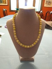 hand made serpentine necklace with silver accents and lobster clasp 17″