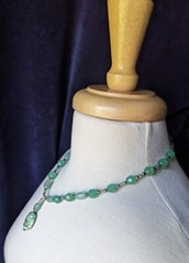 Artisan Made Light Mint Green Glass Bead Swirl S Ceramic Pendant 18″ Necklace
