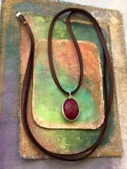 $150 Ruby Sundance Charm Necklace leather suede cord handmade artisan jewelry