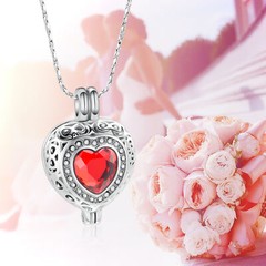 Birthstone Heart Urn Necklace for Ashes Crystal Cremation Jewelry W/vial Jewelry