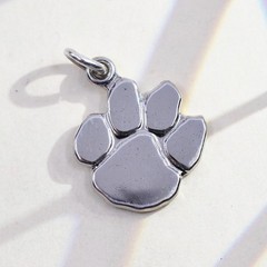 Vintage handmade sterling silver paw print charm, 925 pendant