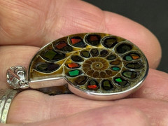 SEE VIDEO:SPECTACULAR RARE,AMMOLITE(CANADA) INLAY IN FOSSIL AMMONITE(MADAGASCAR)
