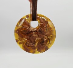 Murano Art Glass Necklace Pendant Necklace Multicolored Foil Circular 19 in