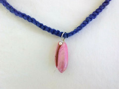 HEMP BOHO Olive Seashell Mermaid NECKLACE 18″ HIPPIE Macrame USA Seller