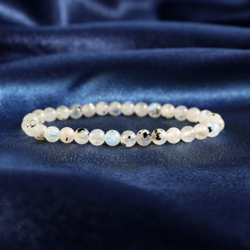 Natural Rainbow Moonstone 6mm Beaded Bracelet Healing Spiritual Chakra Bracelet