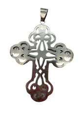 Vintage Sterling Silver 925 Handmade Pendant, filigree cross Large 4” 40 Grams