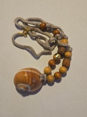 Vintage Seashell & Wood Beads Necklace Unisex Boho Hippie Chic Handmade