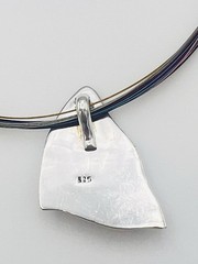 Artisan Sterling Silver Modernist Spiral Pendant Multicolor Wire Necklace 18 in