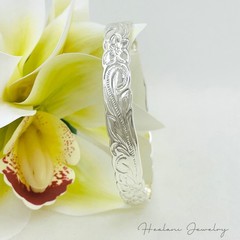 10mm Silver Traditional Hawaiian Heirloom Bangle Bracelet