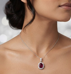 3.00 Ct Certified Oval Cut Red Diamond Pendant, Tariffs FREE & Matching Studs .