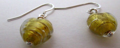 Murano Glass Pierced Earrings Golden Yellow Hearts Sterling Silver French Wires