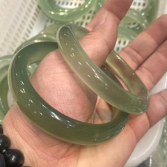 Certified Natural 54-64mm Natural Grade A icy light Green Jade xiuyu Bangle