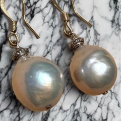 Genuine Baroque Freshwater Pearl Drop Earrings – Iridescent Silver Pearl