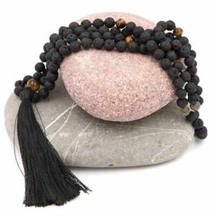 8mm Natural knot Lava labradorite tiger’s eye necklace Yoga Energy cuff men mala