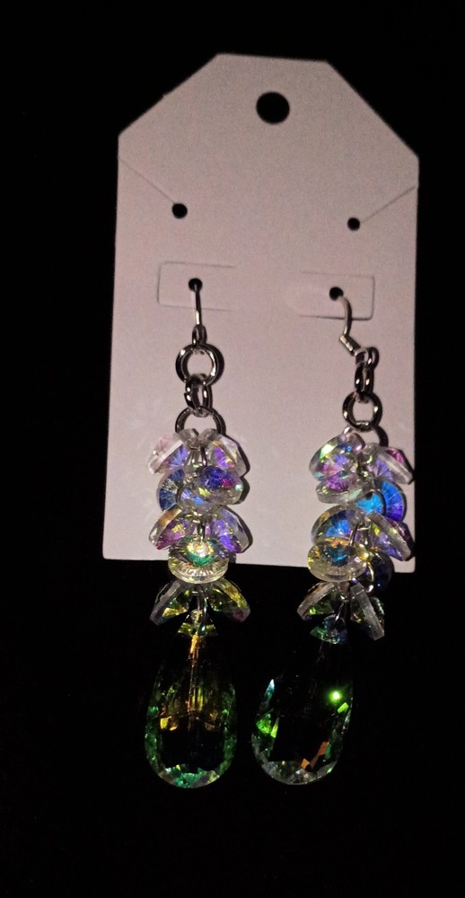 DANGLING CASCADE CRYSTAL EARRINGS, » NEW» 3″ LONG 😍😍😍💋💋💋💝💝💝😎👍