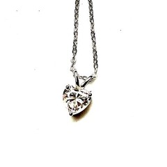 Lab Grown 1 Carat Heart Moissanite Pendant Sterling Silver 925 , D VVS1