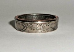 «Sealed» NEW YORK US STATE QUARTER handcrafted coin ring or pendant sizes 4-14