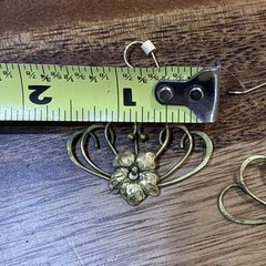 Art Nouveau Dogwood Flowers Dangling Brass Earrings With Hooks From Estate