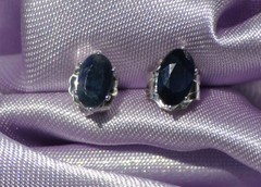 5mm X 3mm OVAL NATURAL BLUE SAPPHIRE STUDS IN STERLING SILVER