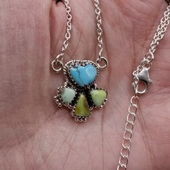 Southwestern Palomino Kingman Turquoise Necklace Cluster Sterling Silver